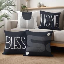 Bộ 4 vỏ gối trang trí họa tiết đường kẻ hình học trừu tượng tối giản, in một mặt trên chất liệu nhung, kích thước 45*45CM/18*18inch, phù hợp cho trang trí phòng khách theo phong cách tối giản hiện đại, làm quà tặng, trang trí tiệc. - Nhiều màu - Xem 3