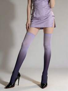 Vớ cao đến đùi/vớ qua đầu gối siêu mỏng, gợi cảm, màu ombre, được tẩm dopamine. - Nhiều màu - Xem 5