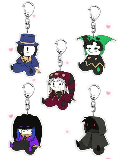 1/5pcs Bizarre Circus Clown Anime Acrylic Keychain, Cute Character Anime Clown Pendant, Suitable For Bags And Keys, Perfect Gift For Fans, Cosplay Accessories Creative Student Gift Bag Charm School Letter Goth Y2k Halloween Accessories Teachers Day Bag Accessories Lanyards With Id Holder Car Accessories Bag Charms Christmas Car Friend Sister Gift