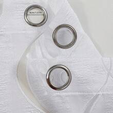 1pc American Minimalist Line Pattern Thickened Bubble Organza Cutout Sheer Curtain - White - View 5