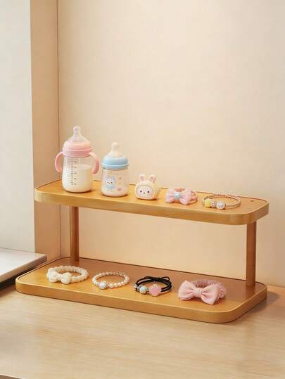 1pc Dual-Layer Desktop Storage Rack, Can Store Children's Bottles, Hair Accessories And Other Items On Upper And Lower Layers, Suitable For Living Room, Bedroom, Nursery And Other Spaces