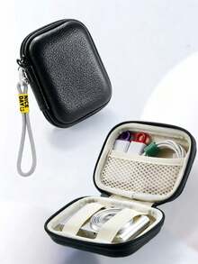 适用于 CAMKORY、PIXPRO FZ45/FZ55、IXUS 285 HS、Lecran 等数码相机的硬质保护包，小巧便携的相机收纳袋，带网状口袋，可存放 SD 卡和配件，便携式相机旅行包，数码相机收纳包，电子产品整理包，充电器收纳包，线缆整理包，假日旅行必备品 - 黑色 - 查看 5