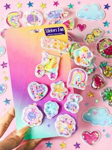 3D Shiny Bubble Stickers | Suitable For Phone/Teddy/Cup/Party, Sweet And Cool Magic For Scrapbooking. Instantly Brighten Your Little World With Cute Cartoon Stickers, Children's Notebooks, Scrapbooking Decorations, Small Waterproof Stickers, Decorative Sticker Gifts - Multicolor - View 14