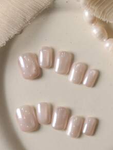 10pcs Press On Nails Fake Nails Short Cat's Eye White Dot Press On Nail Supplies Office DailyWear False Nails Artificial Nails Kit Includes 1sheet Adhesive Tabs &1 Pc Mini File - Multicolor - View 10