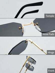 1副男士时尚眼镜，新款高品质金属无框个性化百搭商务通勤户外驾驶时尚眼镜 - 彩色 - 查看 9