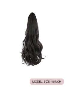 黑色马尾辫接发，女士专用，18英寸大波浪卷发，爪夹式马尾辫，自然合成假发接发，易于使用，蓬松不打结 - 彩色 - 查看 13