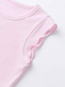 Annil [Wave-Hem Slim Fit Vest]Girls' Summer Elastic Slim Fit Top - Comfortable Movement, Skin-Friendly, Breathable, Sweet And Fun - Energetic Powder - View 4