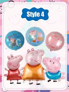 MASSDI 5pcs/Set Cartoon Peppa Pig Foil Balloons, Birthday Party Decorations, Peppa Pig Themed Balloon Set, Birthday Party And Background Decor - 1pc(random color) - View 11