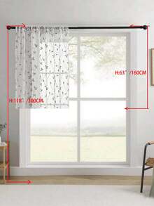 1 buah Tirai Tipis Bordir, Motif Bunga, Dengan Kantong untuk Batang Tirai, Penghalang Sinar UV, Bernapas, Kain Poliester, Tanpa Lapisan, Cocok Untuk Ruang Tamu, Kamar Tidur, Ruang Makan - Grey - View 15