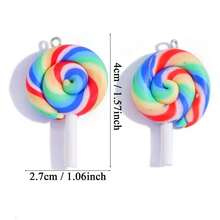 10/20个软粘土仿真彩虹棒棒糖树脂吊坠DIY配件，创意礼品手工工艺品材料 - 彩虹棒棒糖 - 查看 3