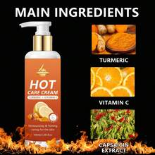 SUMIFANG 100毫升姜黄维生素C温热纤体霜，产生热量并促进排汗，紧致肌肤，增强皮肤弹性，提供身体护理，塑造优美曲线，按摩后感觉温暖，促进身体血液循环，易于排汗。 - 膏狀 - 查看 5