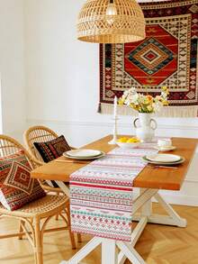 1 Stück Tischläufer im Boho-Stil, rot-geometrisches Streifenmuster, rechteckige Tischdekoration, waschbar, geeignet für Couchtisch, Schuhschrank, Tischdekoration, passend für Esszimmer, Wohnzimmer, Zusammenkünfte, Partys, Picknicks, Camping, Feiertage, Outdoor-Dekoration, Frühling/Sommer - Verschiedenfarbig - Übersicht 8