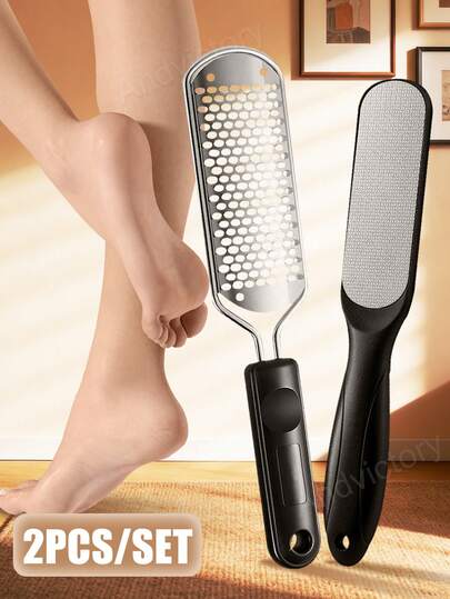 ANDVICTORY 2件装不锈钢双面磨脚器，专业足部护理去茧工具