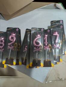 1件創意皇冠蝴蝶結數字生日蠟燭，生日蛋糕裝飾插飾，多種數字組合，多色可選，因光線與顯示原因，實際商品可能存在輕微色差 - 玫瑰金色 - 查看 4