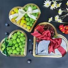 5 Packs Heart-Shaped Plastic Serving Trays With Lids - Multi-Purpose Large Capacity Snack Containers For Fruits, Vegetables, Salads, Cheese Boards, And Parties - Gold - View 1
