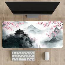 宝塔鼠标垫 粉色樱花 全桌面日式鼠标垫 加长大号防滑橡胶底座 大键盘垫 缝边设计 适用于游戏和办公 - 查看 8