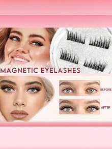 Asiteo 2Pairs Magnetic Lashes Half Eyelashes No Glue Short Magnet Eyelash Natural Look Cat Eye Half Lashes Reusable Magnetic False Eyelashes Adhesive-Free For Eyelash Extensions,Suitable For Slouchy People,Makeup Blogger,Giving Gifts To Women Strip Lashes, Lashes, Eyelashes,Fake Lashes,Magnetic Eyelashes,Magnetic Eyelashes Natural Look,Gift For Women,Girls,Party Supplies,Wedding Gifts - Black - View 4