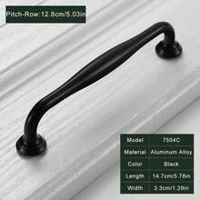 1pc Matte Black Cabinet Drawer Pull Handle, Aluminum Alloy Knob And Grip, Durable And Easy To Install, Suitable For Kitchen, Bathroom, Desk Furniture Drawers - Black - View 12
