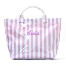Girls Personalized Striped Tote Bag, Lightweight Large Capacity Portable Shoulder Carry Bag, Travel Beach Bag - Multicolor - View 13