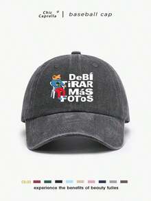 1 Pc  PUERTO RICO Print Washed Baseball Cap Classic Casual Stylish Vintage Soft Sweatband Adjustable Size Lightweight Versatile Dad Hat Suitable Outdoor Sports Daily Wear Party Vacation Families And Friends - DebiiRARMaSOTos - 查看 13