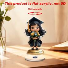 1/2pcs360° Rotating Acrylic Graduation Ornament With Bouquet And"Congratulations"Sign.Suitable For Desks,Bookshelves, Bedrooms - Rotating Ornaments - View 2
