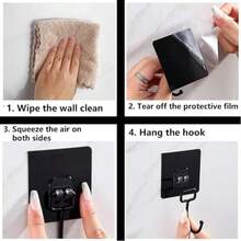 Adhesive Hooks For Hanging - Heavy Duty Wall Hooks, Adhesive Wall Hooks, No Damage, Waterproof, Up To 33 Lbs, Suitable For Bathroom, Kitchen, Towels, Coats, Keys - One Size Fits All - View 7