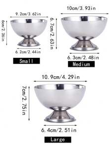 1个不锈钢冰淇淋杯，ins风，不锈钢材质，可作冰淇淋杯、水果碗、圆形奶昔杯、甜点杯。适用于节日派对、餐厅、咖啡馆、甜点碗、水果碗等场合。 - 銀色 - 查看 2