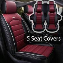 Premium Full Set Car Seat Covers, Waterproof Leatherette Auto Seat Protectors With Non-Slip Backing - Universal Fit For Most Vehicles (Sedan/SUV/Truck), 5-Seat Coverage, Easy Installation - 5個不含靠墊的座椅套 - 查看 1