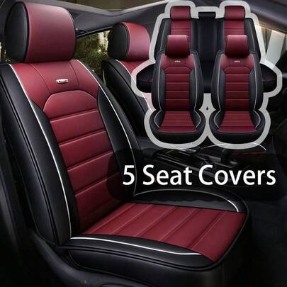 Premium Full Set Car Seat Covers, Waterproof Leatherette Auto Seat Protectors With Non-Slip Backing - Universal Fit For Most Vehicles (Sedan/SUV/Truck), 5-Seat Coverage, Easy Installation