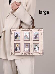 2025 High-End Fashion Summer New Women Handbag, Niche Design Tarot Card Diamond Tote Bag, Large Capacity Y2K Cute Cat Bag, Unique Handmade Embroidery Beaded Briefcase, Retro One Shoulder Tote Bag - 彩色 - 查看 17
