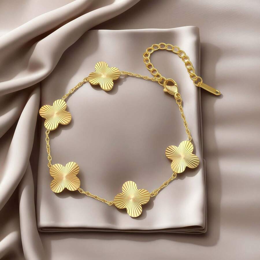 1 chiếc vòng tay hình hoa cỏ ba lá, thời trang và cao cấp, không phai màu, đa năng, mang lại may mắn. - Pihua j - Xem 1