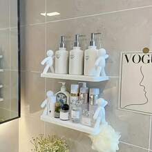 1pc Sink Organizer Rack, Countertop Sponge Holder, Rust-Proof Dish Cloth Drying Rack, No Drilling Required Bathroom Storage Hanger - White - View 5