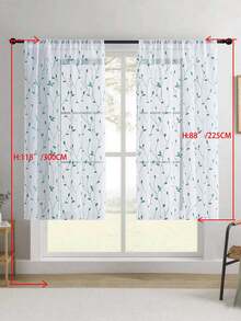 1件刺绣薄纱窗帘，花卉图案，带杆袋，防紫外线，透气，涤纶面料，无衬里，适用于客厅、卧室、餐厅 - 藍色 - 查看 31
