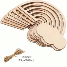 10/20pcs Set Of Rainbow Cloud Shaped Decorations, Gift Packaging Labels, Wooden Blank Wood Chips, Suitable For DIY Handicrafts, Holiday Party And Birthday Decorations, Perfect Gifts, Spring Decorations - Multicolor - View 1