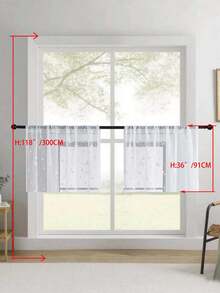 1 pièce Rideau transparent brodé, motif floral, avec poche pour tringle, en fibre de polyester avec protection UV et respirabilité, convient pour le salon, la chambre à coucher, la salle à manger - Blanc - Voir 26
