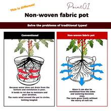 12 Gallon Grow Bags Pack Of 5 40x35cm Large Thickened Nonwoven Fabric Planter Heavy Duty Felt Pot For Vegetables Fruits & Patio Gardening - Black - View 3