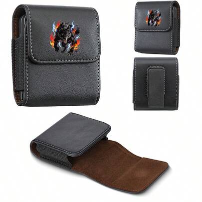A Men's Foldable Phone Storage Waist Bag Decorated With Flame, Lightning, And Werewolf Patterns, Men's Fashionable Waist Bag, 2D Flat Printing, Suitable For Various Models Of Foldable Phones Such As Galaxy Father's Day Gift/Holiday Surprise