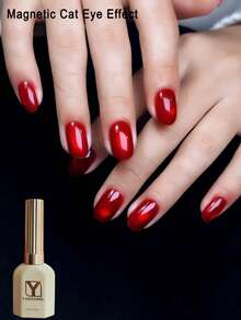 Ruby Red Magnetic Cat Eye Gel Nail Polish 15ml – Jelly Sheer Glossy Shine, UV/LED Soak Off Nail Art Gel - Red - View 4