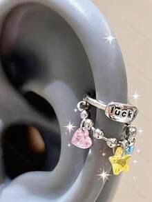 1 chiếc khuyên tai sụn hình ngôi sao và trái tim bằng thép không gỉ 316L dành cho nữ, trang sức xỏ khuyên may mắn, thanh lịch và dễ thương cho vành tai, bình tai và sụn tai. - Bạc - Xem 6