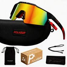 1pc POLASUP Brand Summer Outdoor Casual Glasses, Gradient Color Coated Full Coverage Sports Cycling Hiking Glasses, Solid Color One-Piece Lens Design, Breathable Frame - Multicolor - View 12