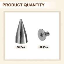 50 Sets Spikes And Studs, 7 X 13mm Cone Spikes Screw Back Studs Rivets, Cone Punk Spikes Rivet For Clothing Belts Bags DIY Leather Crafts, Metallic Black,43206692 - A - 查看 5