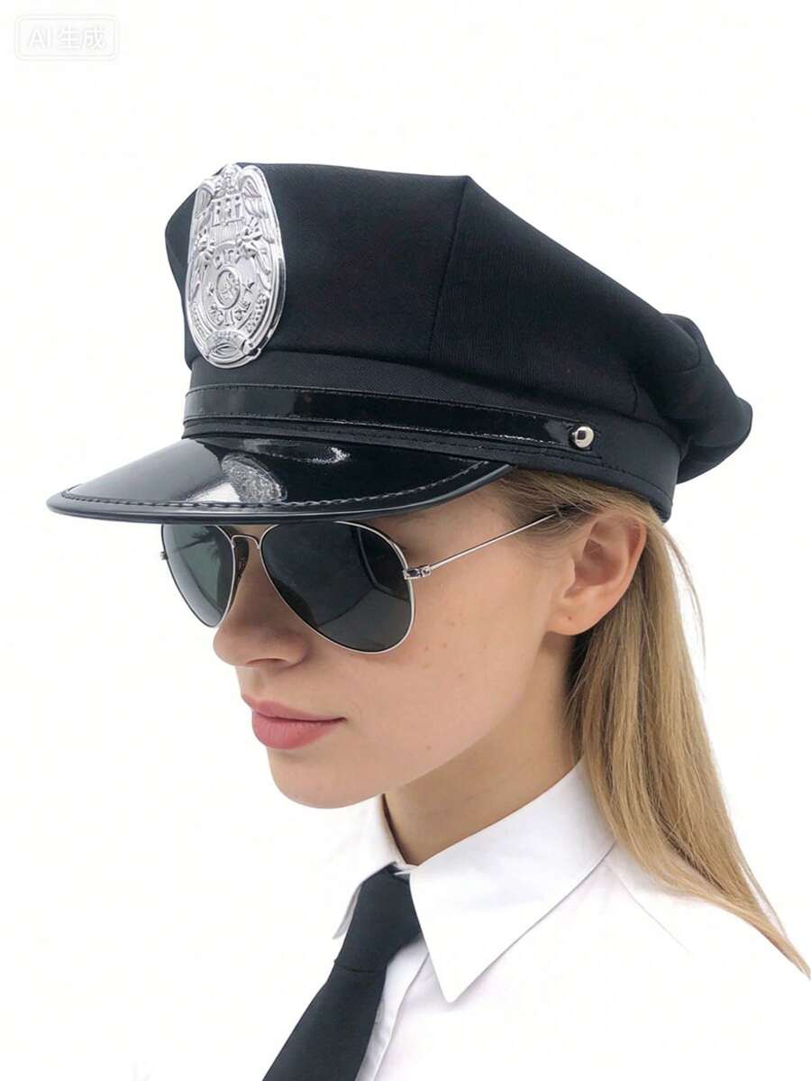 成人帽子角色扮演配饰 - 帽子+时尚眼镜+领带套装，万圣节派对服装道具 - 彩色 - 查看 1