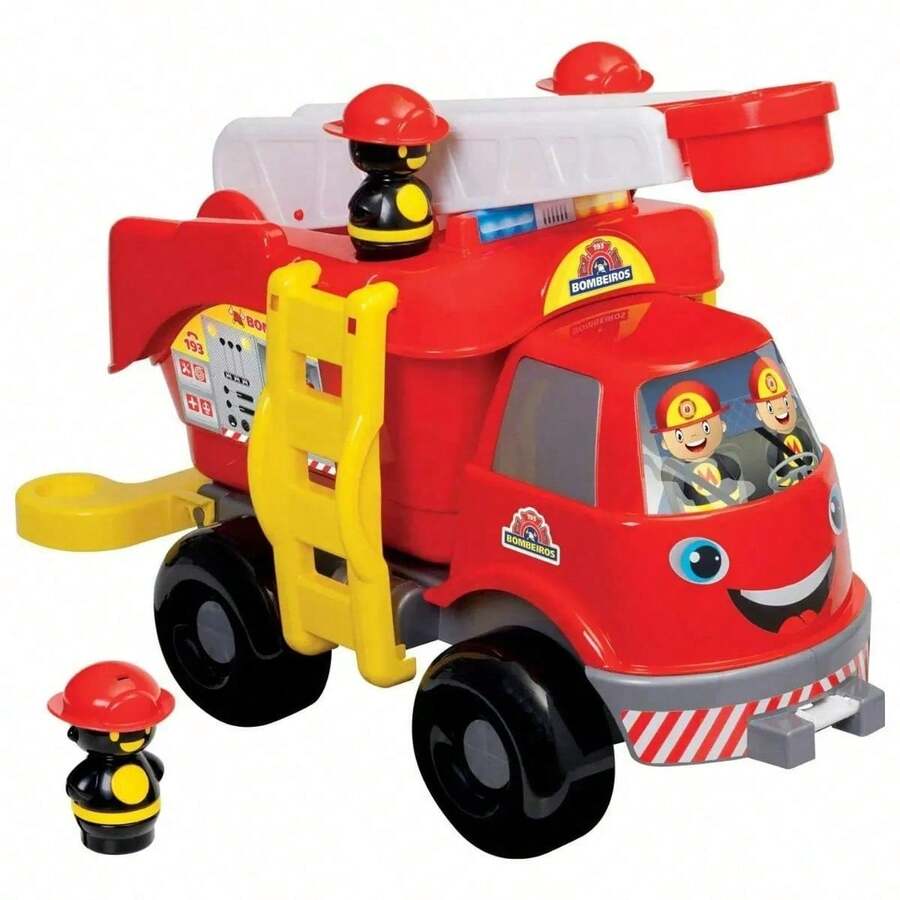 Large Fire Truck With Sound, 2 Figures And Ladder, 62cm - 彩色 - 查看 1