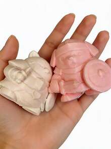 2pcs Pink & White Dog Leopard Warrior Figurine, Adorable Desktop Decor - 2pcs - View 4