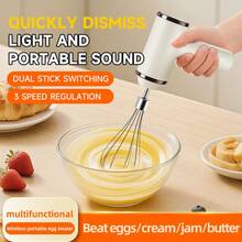 Wireless Handheld Electric Egg Beater, 5-Speed Variable Frequency Cream Mixer, Ultra-Quiet Baking Tool For Cake, Mousse, Whipped Cream - Rechargeable, Lightweight - Multicolor - View 2