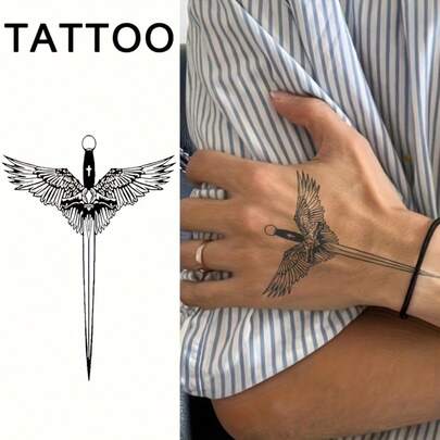 Tatuaje temporal con diseño de alas, tatuaje falso semi-permanente, a prueba de agua y no reflectante para hombres