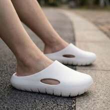 New Casual Versatile EVA Slide Sandals, Thick Sole Wear-Resistant Beach Slippers For Couples, Summer - White - View 2