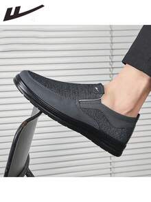 WARRIOR 1双男士休闲时尚透气运动鞋，圆头，轻便面料，柔软鞋底，防滑，易穿脱，2026新款休闲运动鞋 - 灰色 - 查看 6