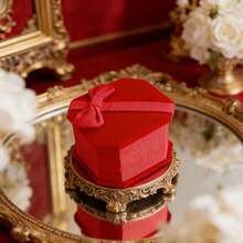 1 件几何设计戒指收纳盒，收纳盒旅行防晒旅行酷 - 紅色 - 查看 4