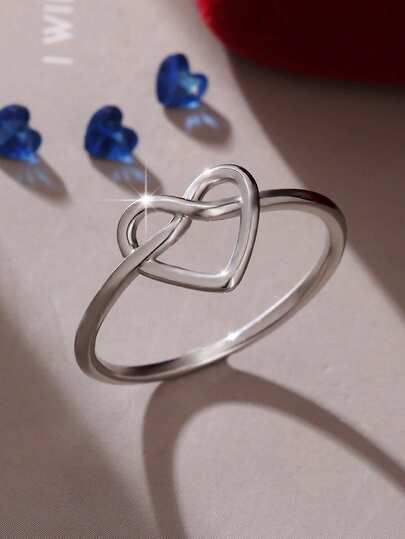 1pc Fashionable Minimalist Romantic Heart Design Ring, Suitable For Daily Decoration And Matching, Perfect As Wedding/Engagement Ring, Valentine's Day/Birthday Gift For Women